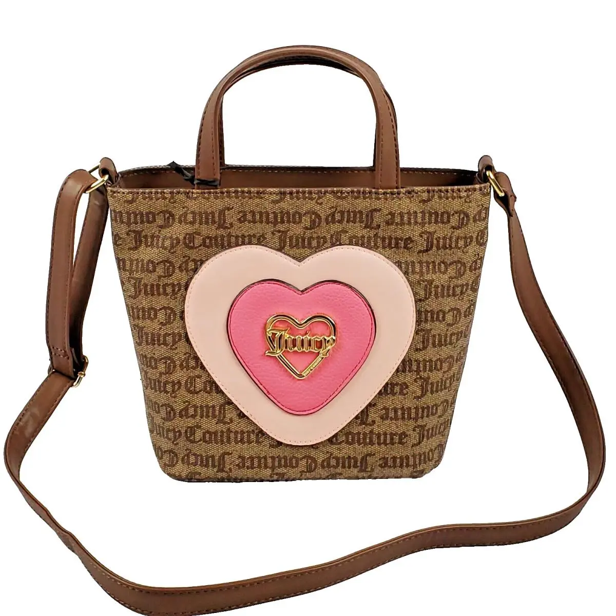 Chestnut Chino Pink Heart Top Handle Crossbody Bag Purse by Juicy Couture
