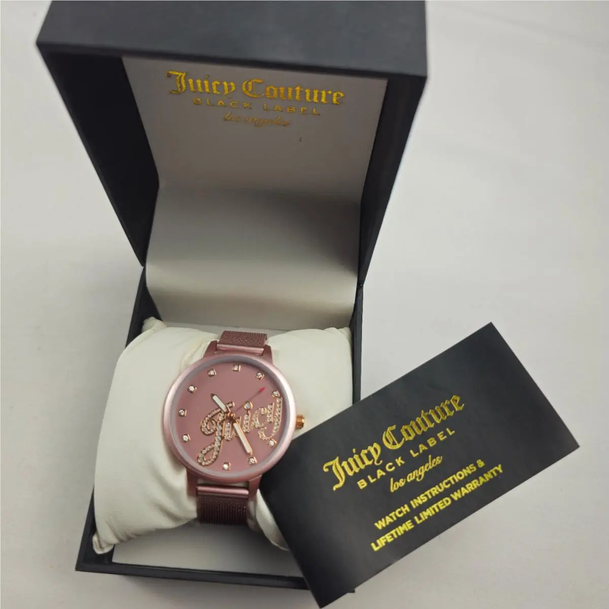 Black Label Pink Crystal Dial Watch JC1122PKPK w/ Box - Works by Juicy Couture