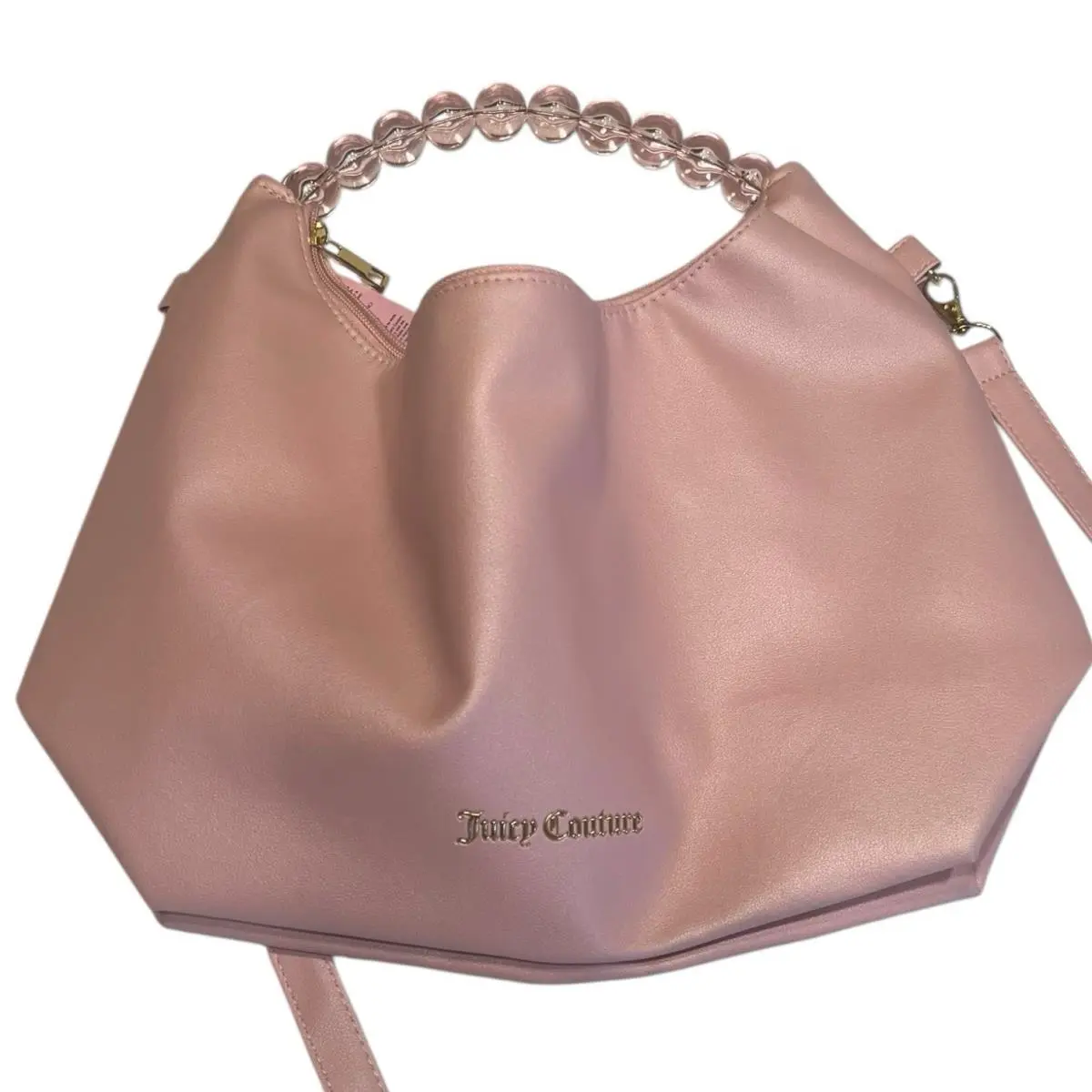 Pink Shoulder Bag Beaded Handle Medium Y2K Coquette Purse by Juicy Couture