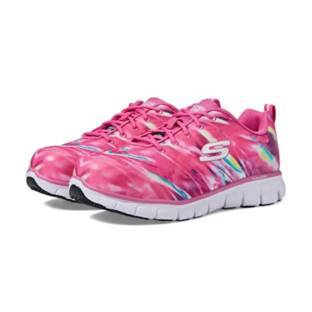 Skechers Women`s Sure Track Work Shoes Size 7.5 Hot Pink Comp Toe SR