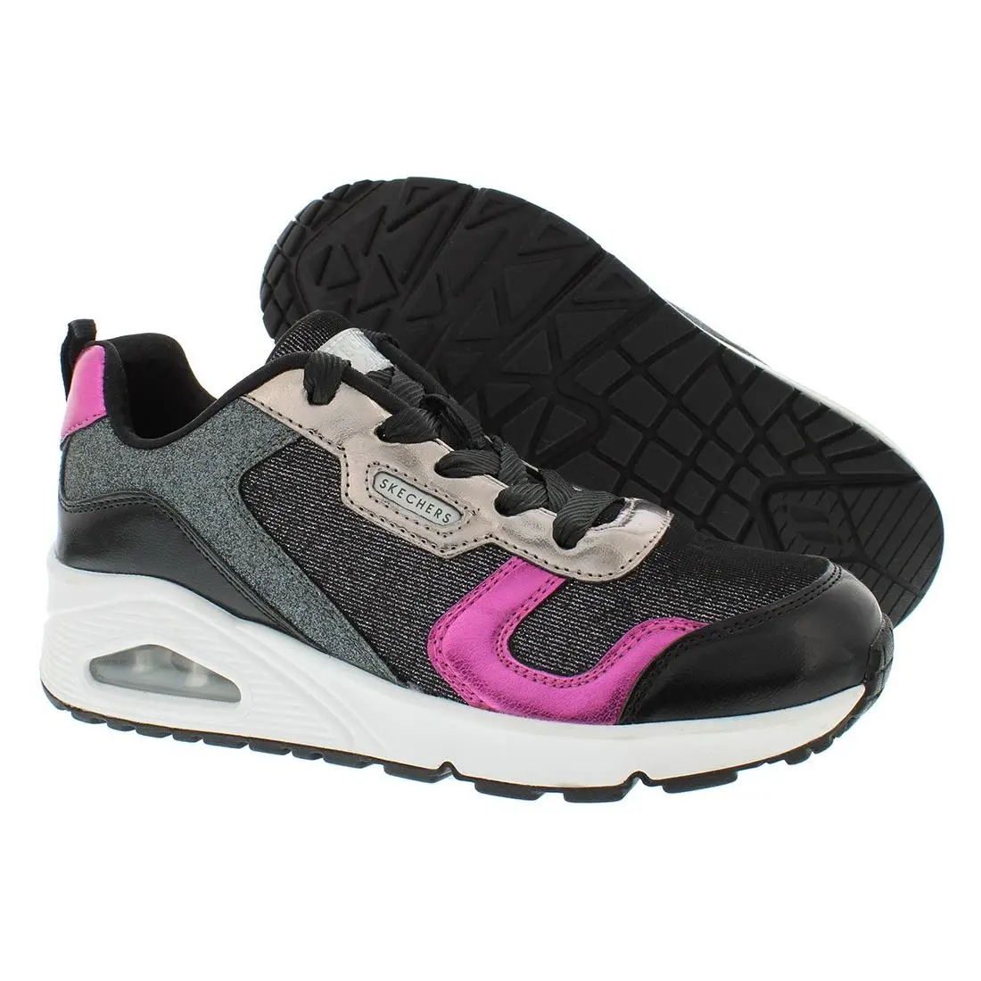 Skechers Uno - Metallic Remix PS Girls Shoes Size 4 Color: Black/multicolored