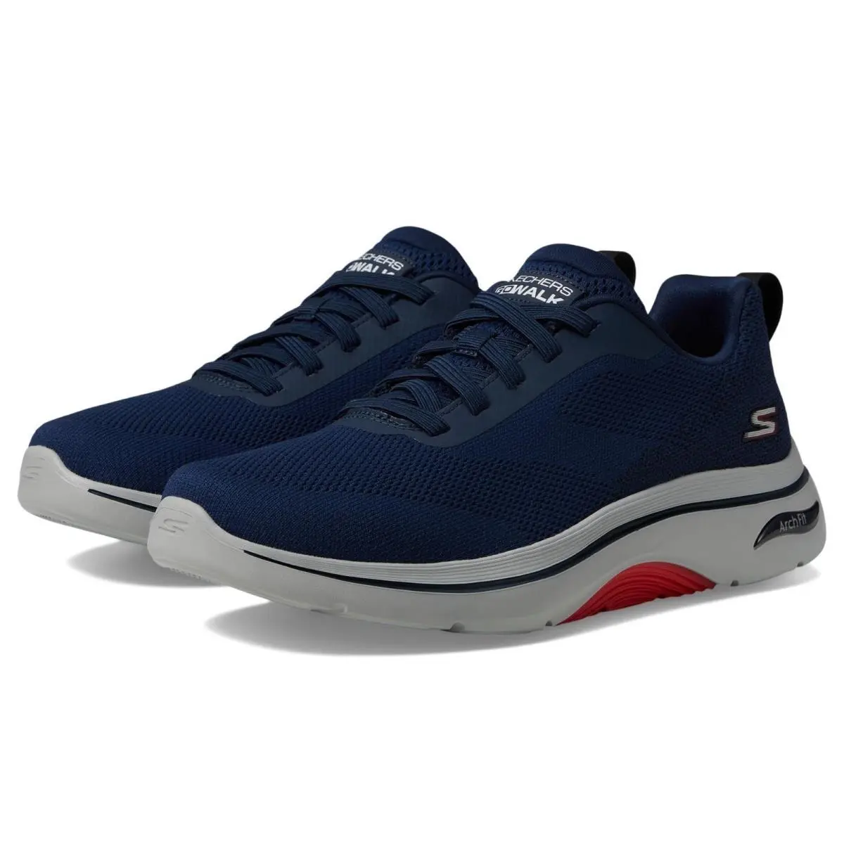 Skechers Performance Go Walk Arch Fit 2.0 Men`s Shoes Slip On Navy 10.5 M - Navy/Red