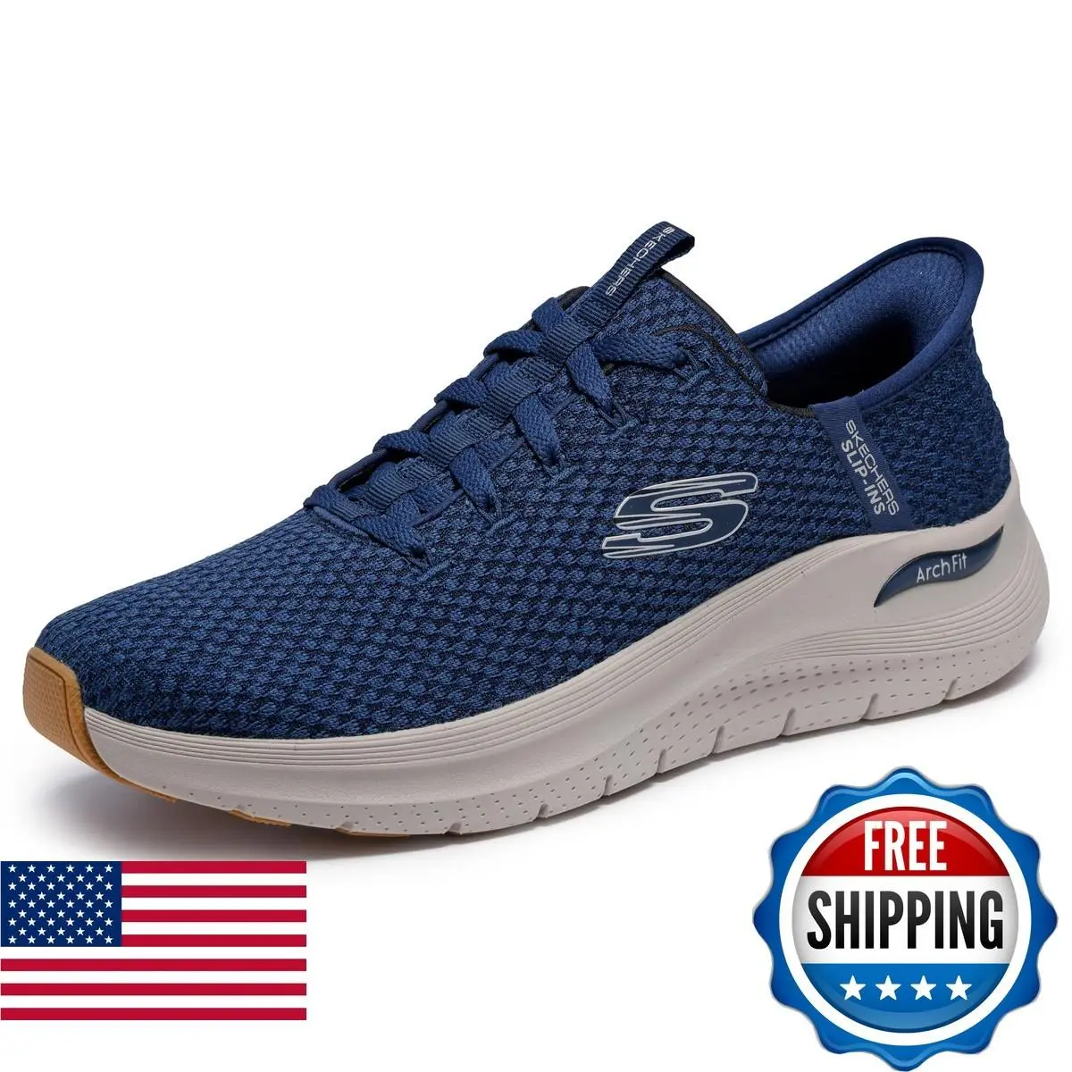 Skechers Men`s Arch Fit 2.0 Ahead Lace Up Slip On Sneakers Navy 14 X-wide