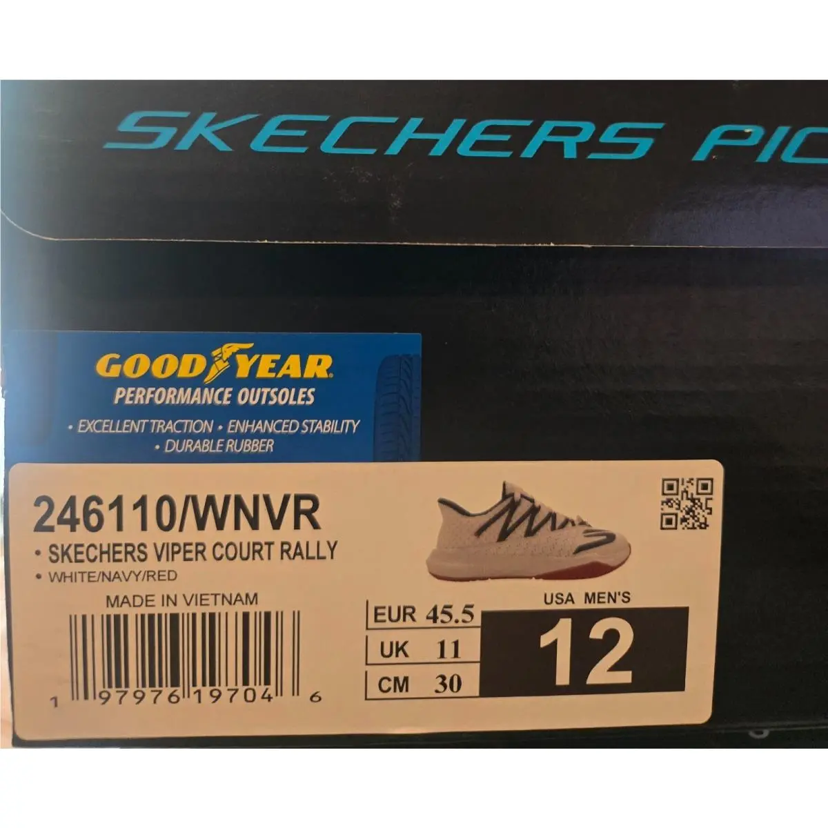 Skechers shoes - Skechers Viper Court Rally Pickleball - 246110/WNVR - White/Navy/Red (UPC: 197976197046) 10