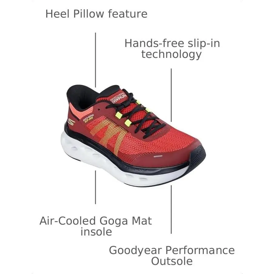 Red/black - Skechers Men`s Max Cushioning Glide Step Aberdeen Hands Free