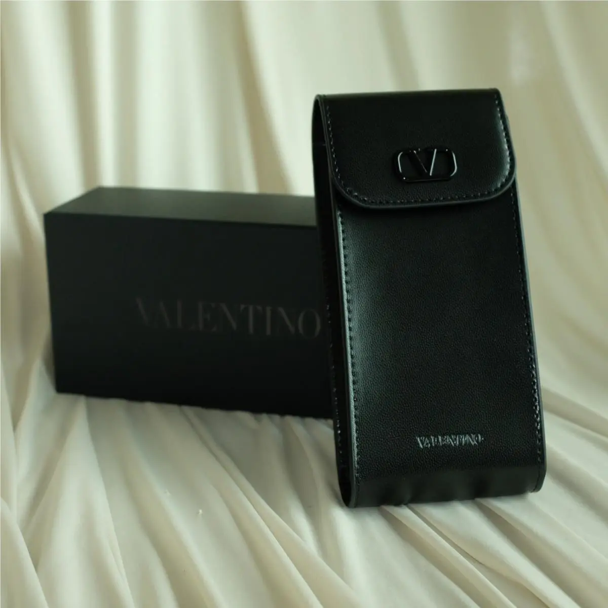 Crossbody Bag - Black Leather Gunmetal Hardware by Valentino