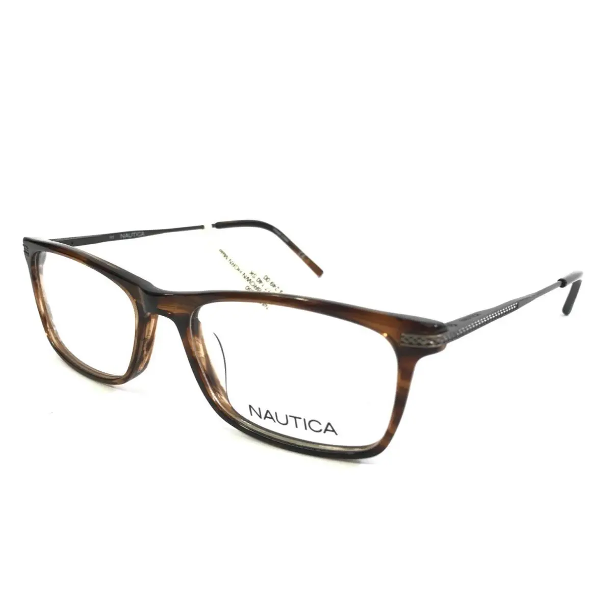 Eyeglasses Frames N8157 221 Brown Horn Rectangle Full Rim 54-17-140 by Nautica