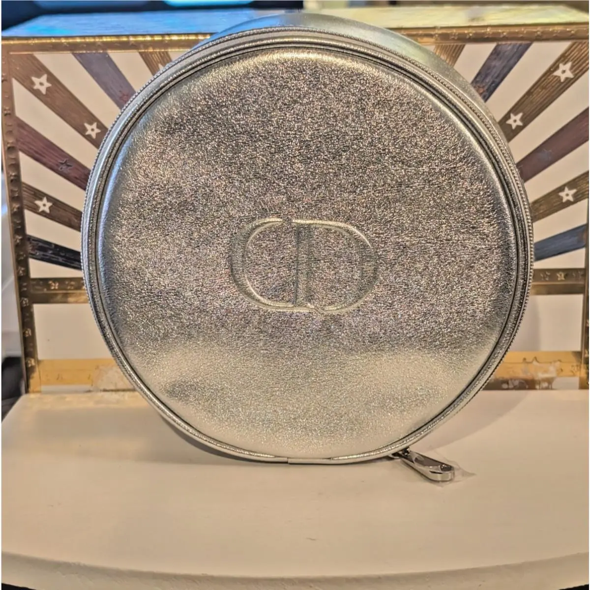 Dior Beauty Lot 7 Pieces Round Silver Make Up Bag Pink Bead Phone Charm Edp