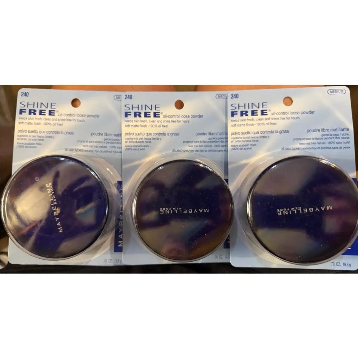 Maybelline Shine Free Medium Oil Control Loose Powder .70 Oz Lot OF 3