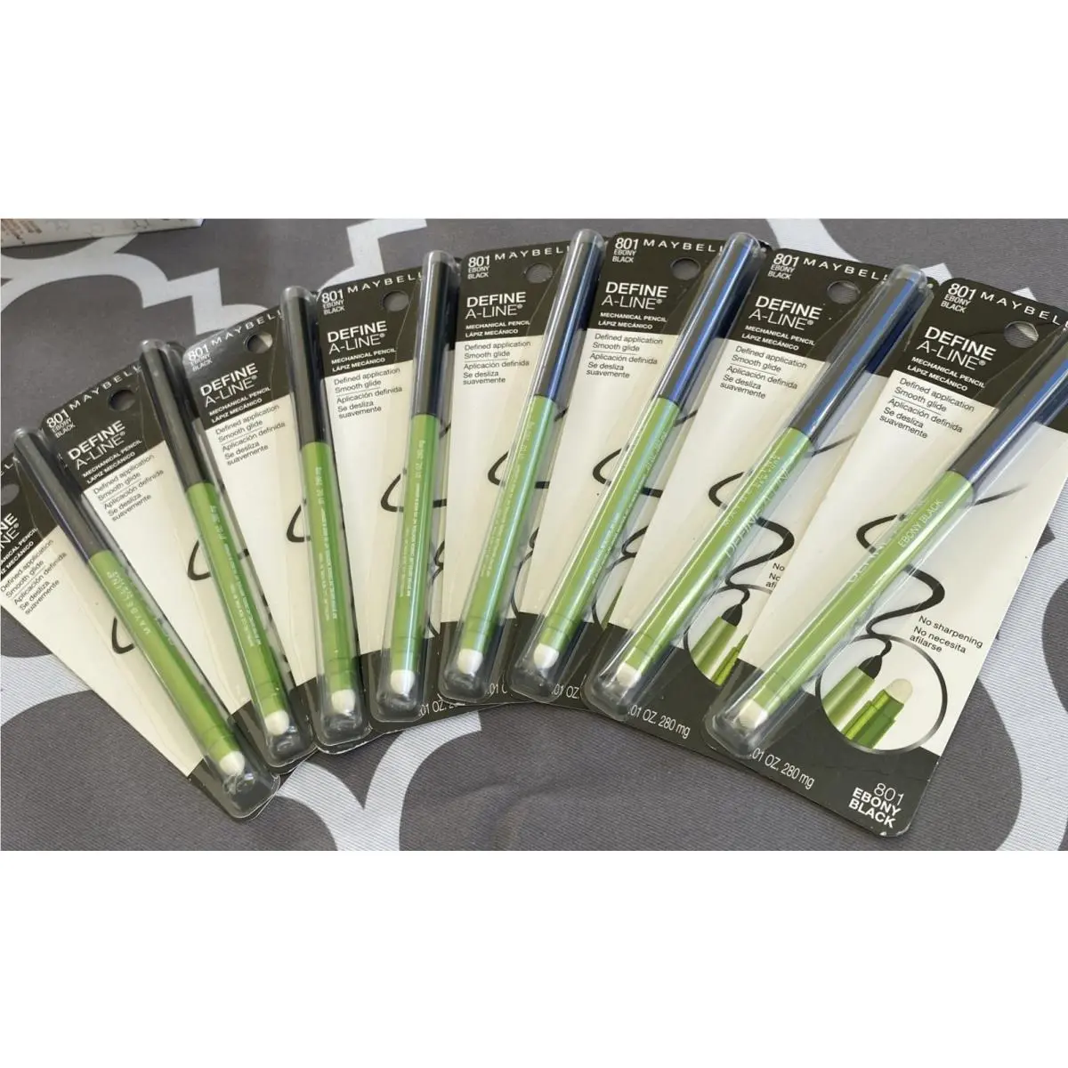 Maybelline Define A Line Mechanical Eyeliner 8 Pk Lot no Sharpening Ebony Black