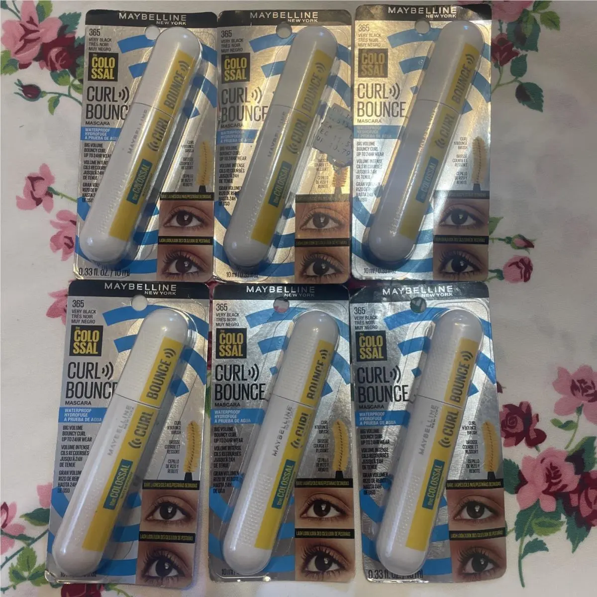 6 Maybelline Colossal Curl Bounce 365 Very Black Mascara Waterproof Htf