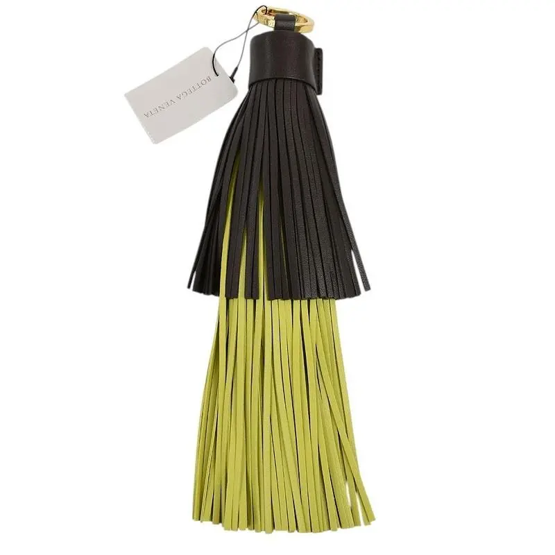 Kiwi Brown Bicolor Large Nappa Leather Tassel Bag Charm Italy by Bottega Veneta
