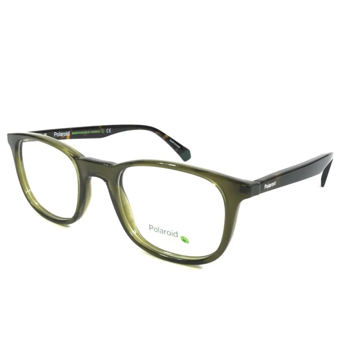 Eyeglasses Frames Pld D424 4C3 Green Tortoise Square Full Rim 50-21-145 by Polaroid