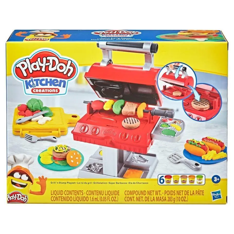 Play-doh Kitchen Creations Grill N Stamp Bbq Playset 6 Cans 10 Oz 283 G