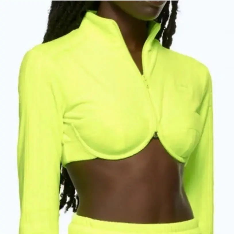 Adidas clothing - Adidas X Jeremy Scott Velour Cropped Track Top - H50968 - Yellow 1