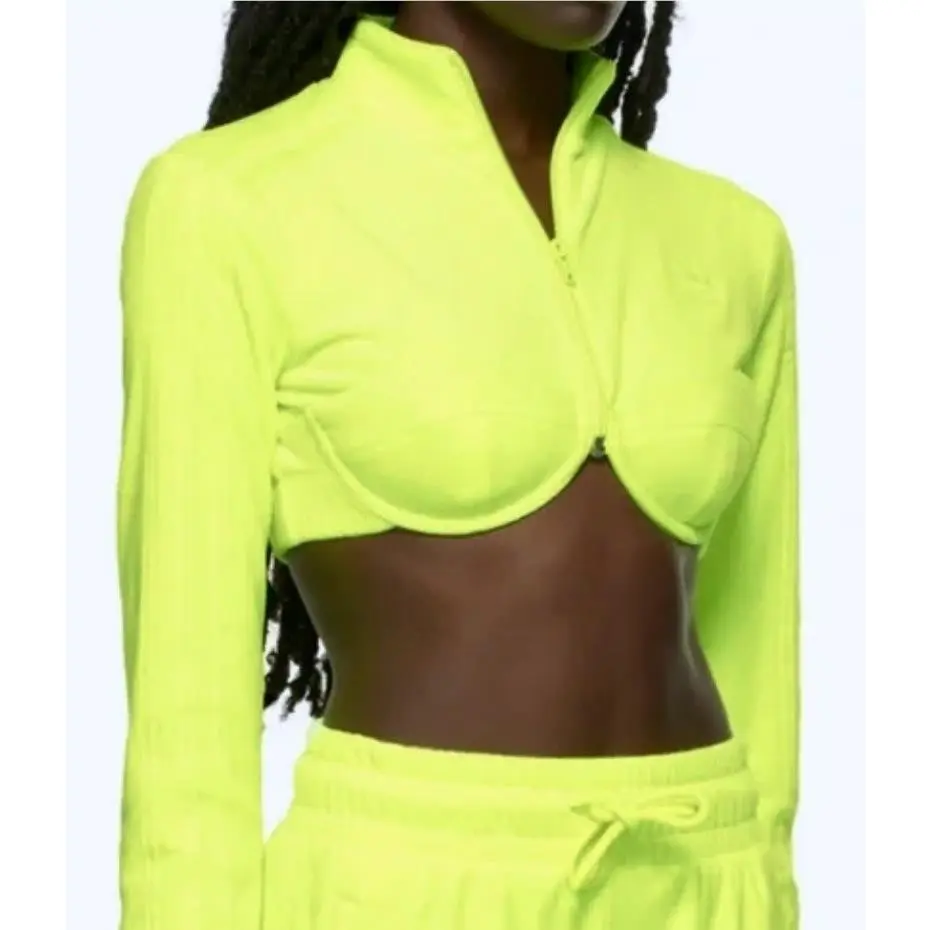 Adidas clothing - Adidas X Jeremy Scott Velour Cropped Track Top - H50968 - Yellow 4