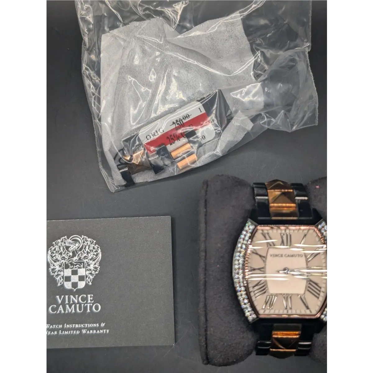 Women`s VC5123 Rosegold Swarovski Crystal Pyramid Stud Watch by Vince Camuto