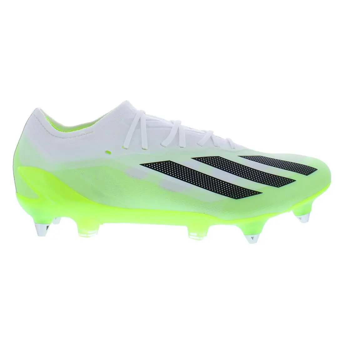Adidas X Crazyfast.1 Soft Ground Unisex Shoes - Cloud White/Core Black/Lucid Lemon, Main: White