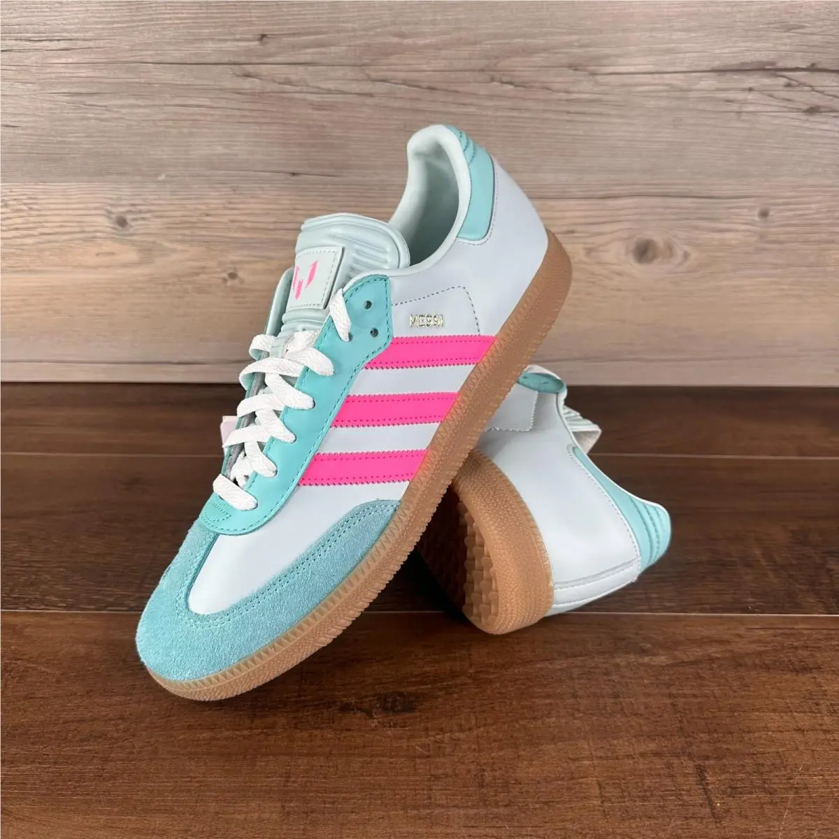 Adidas Samba Messi Mens Size 11.5 Halo Mint Lucid Pink Gum KI8505
