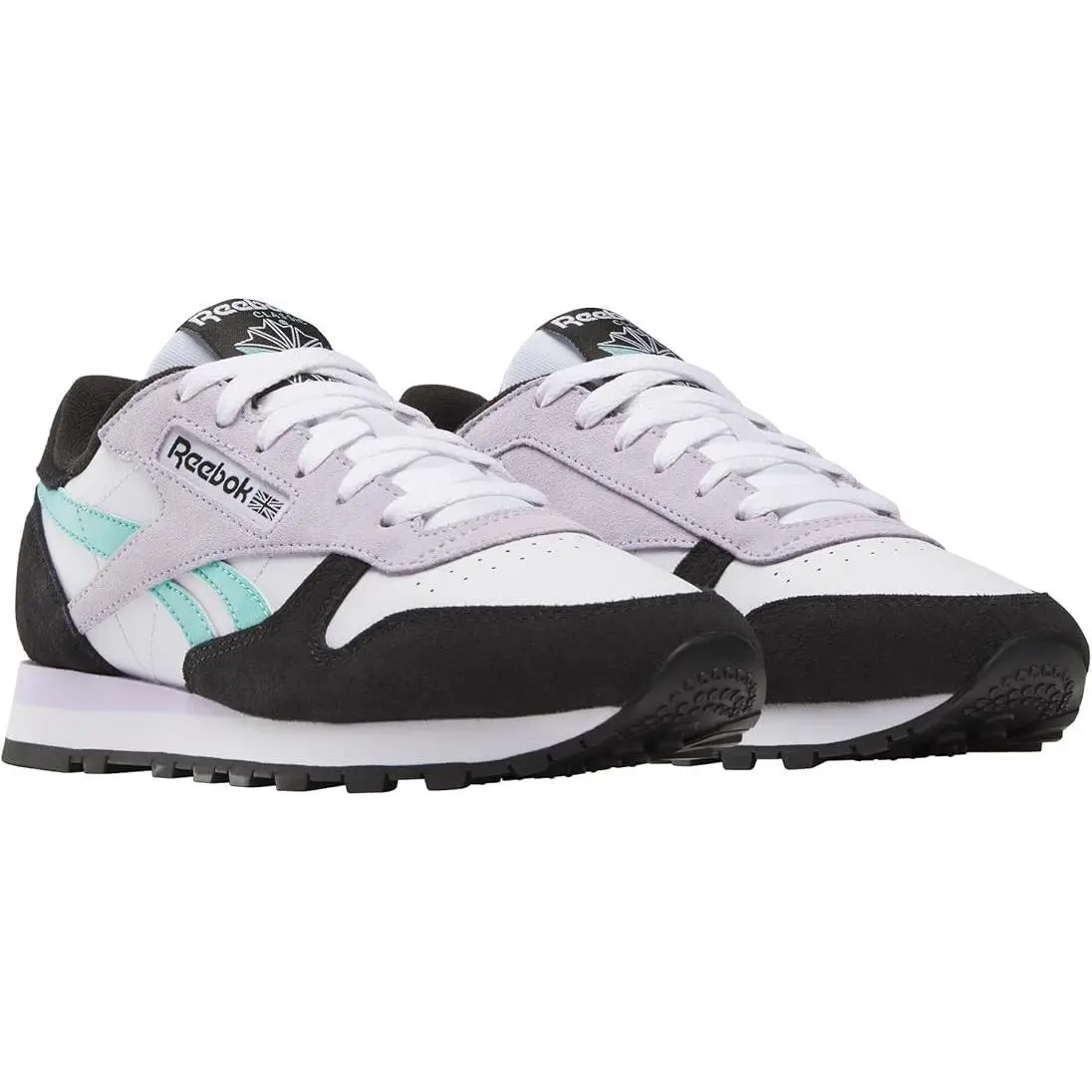 Reebok Classic Leather Women`s Shoes White/aqua/black - White/aqua/black