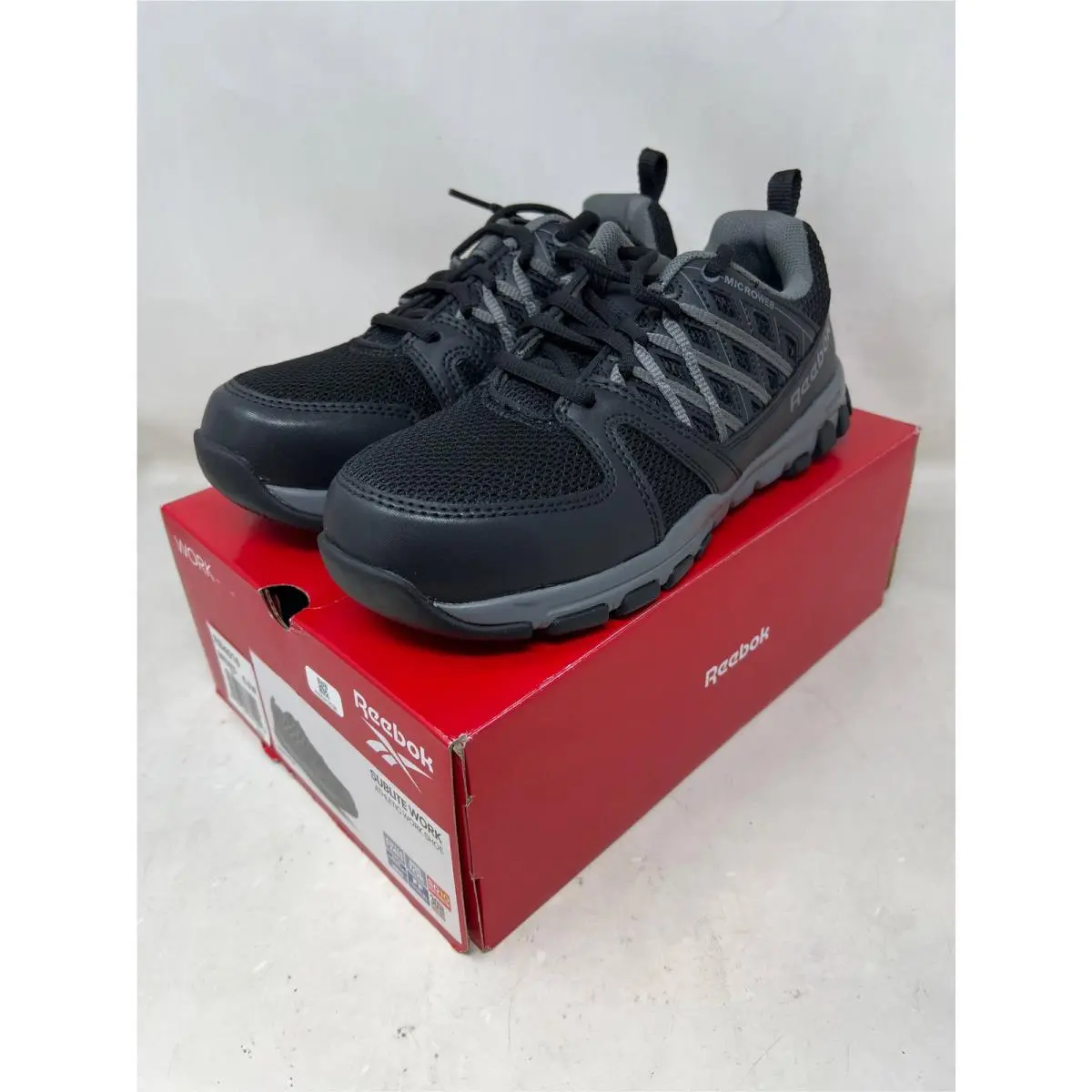 Reebok Men`s Sublite Slip Resistant Steel Toe Work Sneakers - Black 6.5W