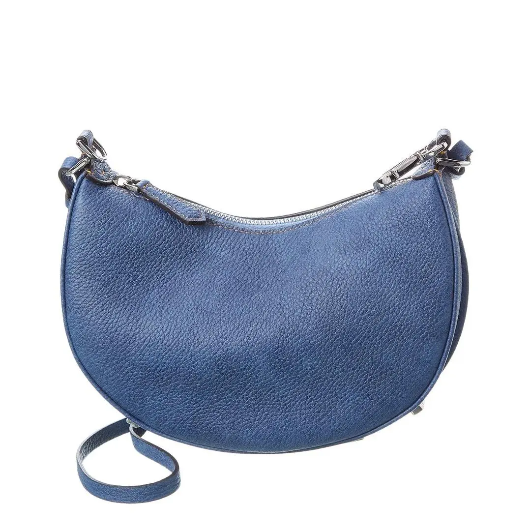 Fendi Fendigraphy Mini Leather Hobo Bag Women`s Blue Ns