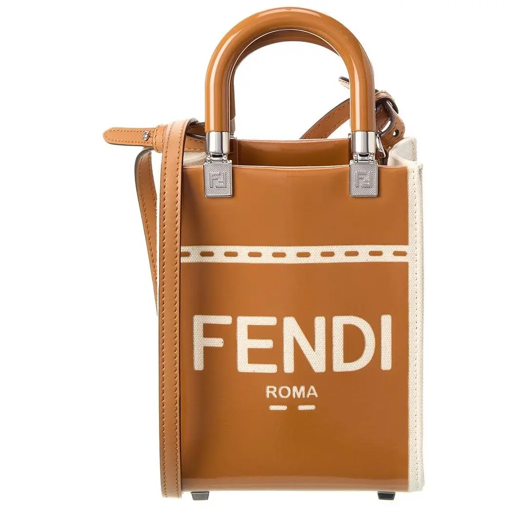 Fendi Sunshine Mini Patent Tote Women`s Brown