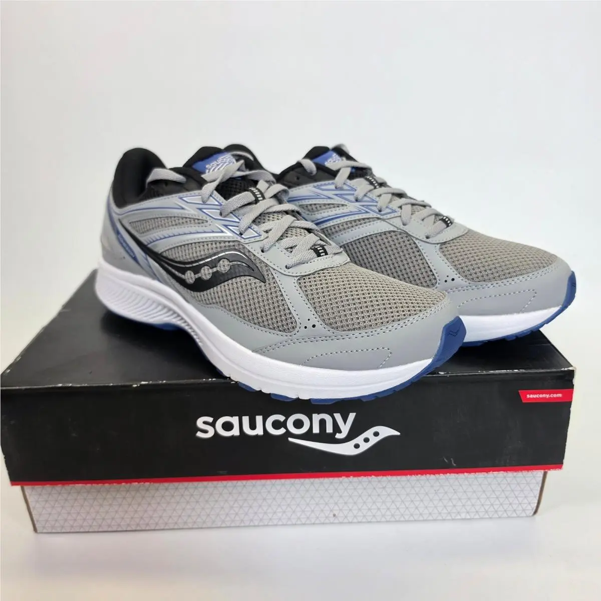 Saucony Cohesion 14 Running Shoes Men`s 11.5 Gray Blue Athletic Sneakers