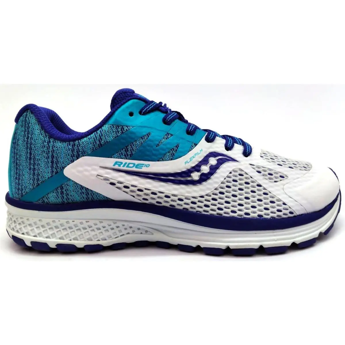 Saucony Girls Ride 10 Running Shoes Athletics Flexfilm Blue White Size 3.5M