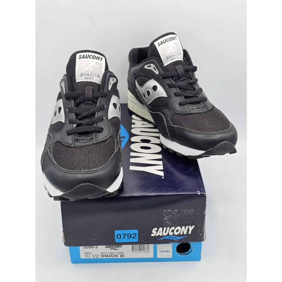 Vtg Men’s Saucony Shadow 89 6000 Stealth Black Silver 2068-3 Size 10.5