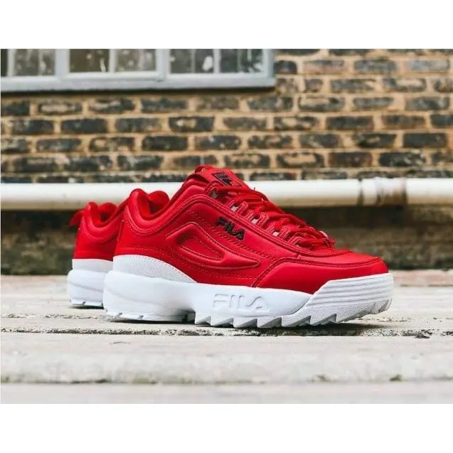 Women`s Fila Disruptor II Premium Red/black-white 5FM00540-602 -size 6US