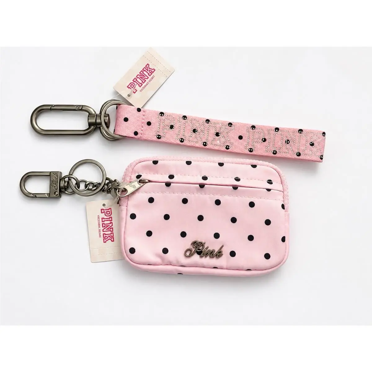 Victoria’s Secret Pink Polka Dot Wallet Rhinestone Keychain Set by Victoria's Secret