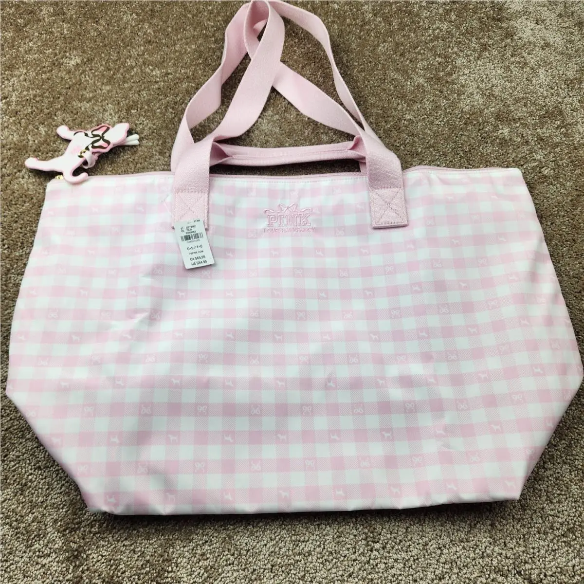 Pink Victoria`s Secret x Loveshackfancy Gingham Tote Bag Pink White 27149783 by Victoria's Secret