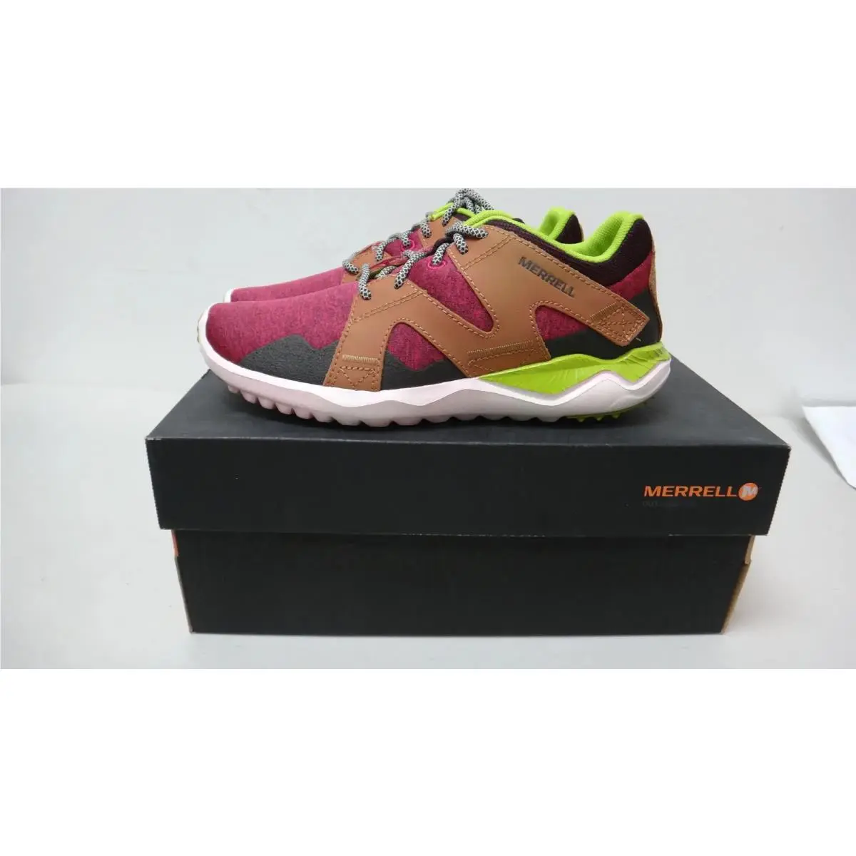 Merrell 1SIX8 Lace Jazzy Women`s 5.5 Magenta Brown Lime Sneakers Size 5.5