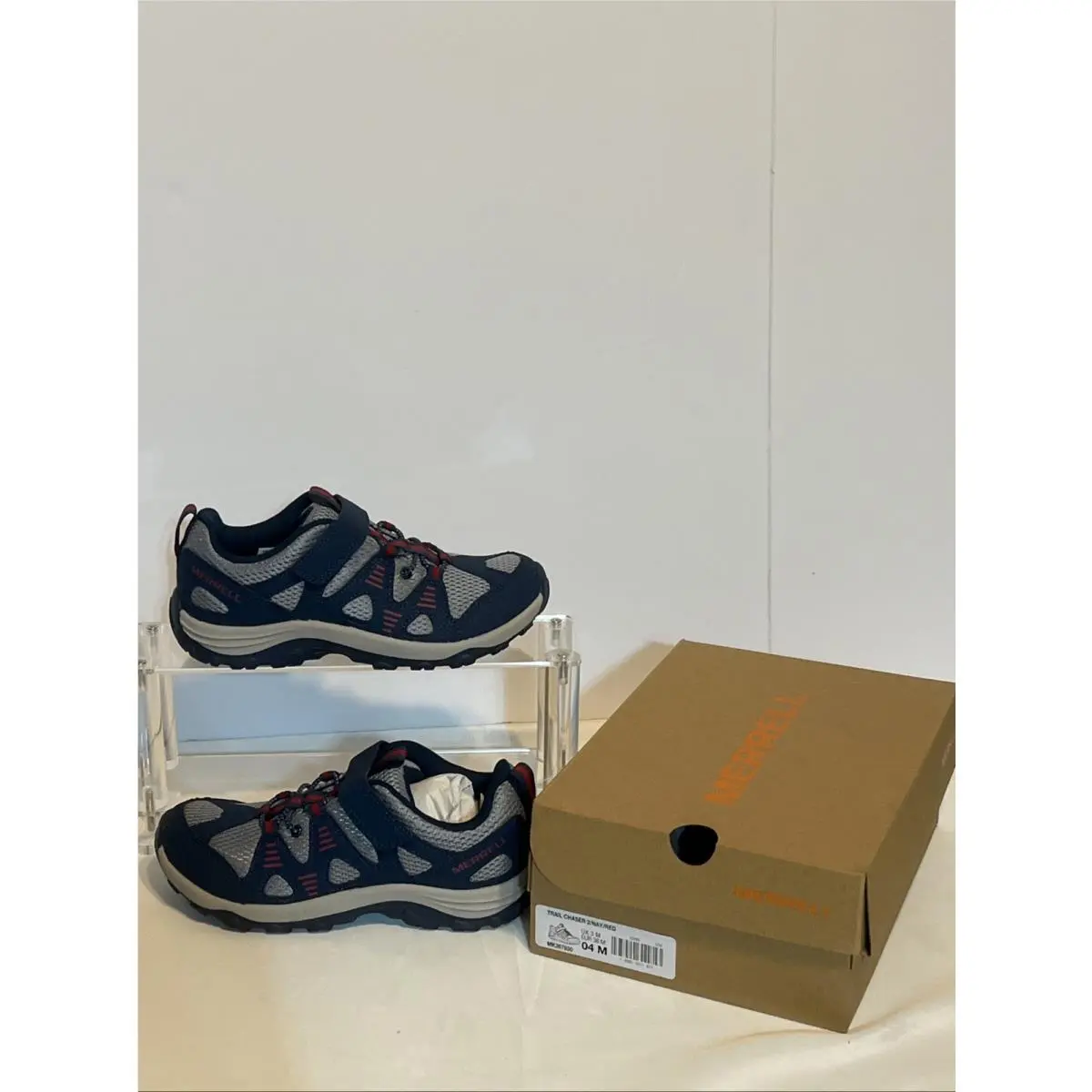Children Unisex Shoes Merrell Kids Trail Chaser 2 Big Kid Size 4 Navy Red