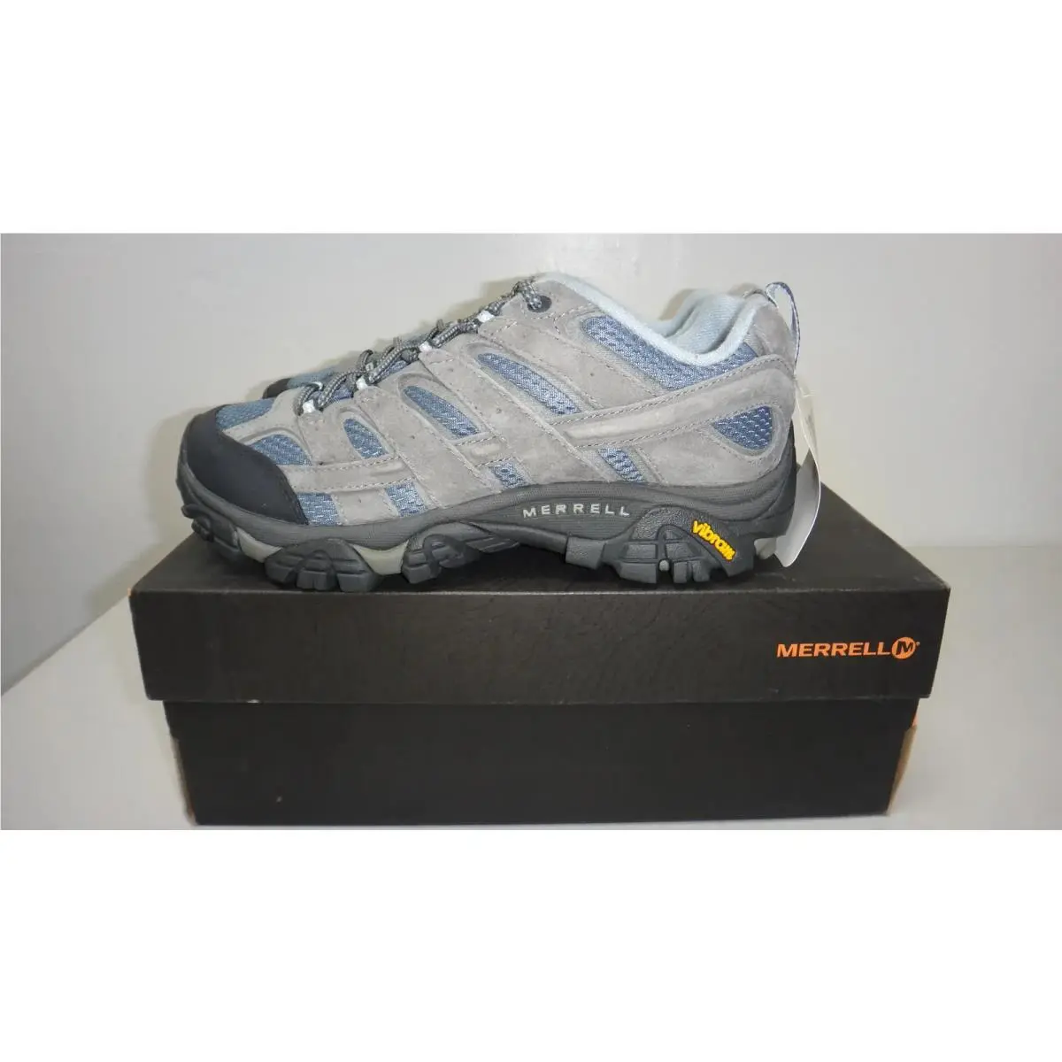 Merrell Moab 2 Vent Womens 8 Wide Smoke Gray Blue Hiking Shoes J06014W