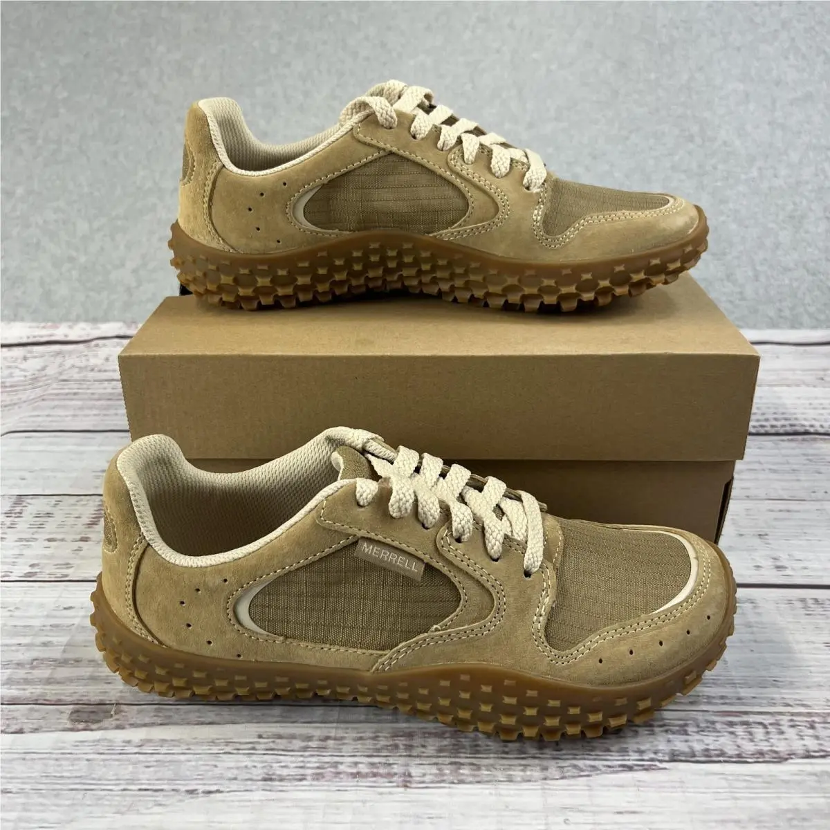 Merrell Wrapt Sneaker Shoes Womens 6.5 M Beaver Castor Minimalist Barefoot Hike