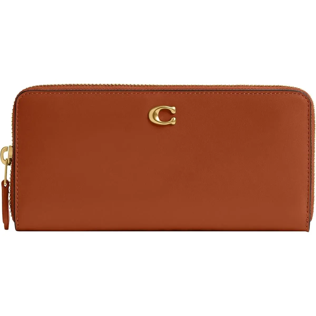 Womens Slim Accordion Zip Wallet Amber Brown by Coach