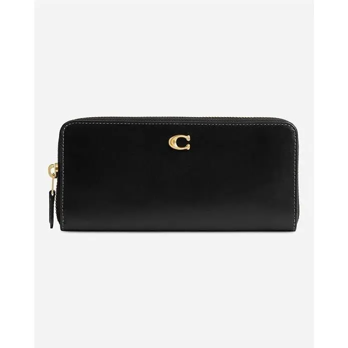 Womens Slim Accordion Zip Wallet Black by Coach