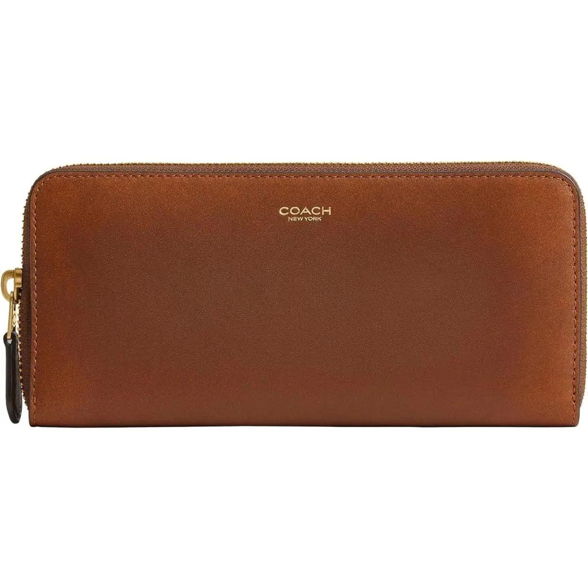 Womens Slim Accordion Zip Wallet Brown Love Leather by Coach