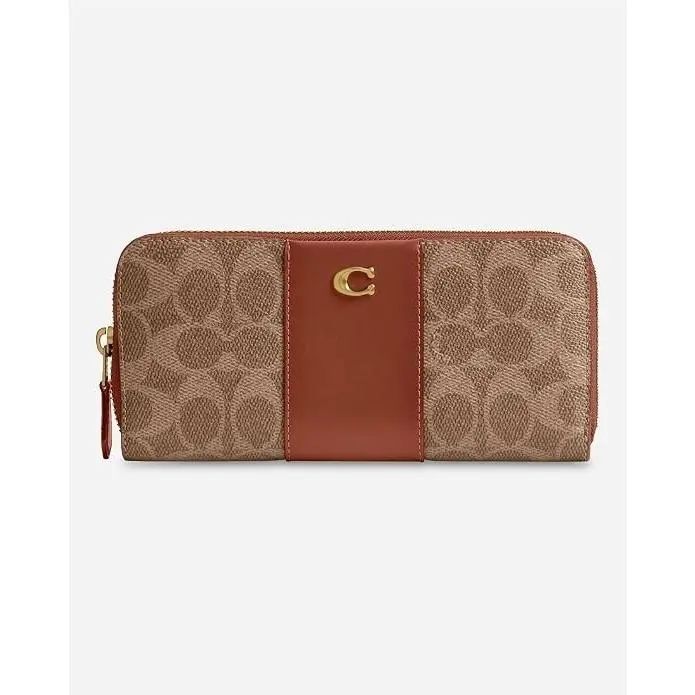 Womens Slim Accordion Zip Wallet Tan Caramel by Coach