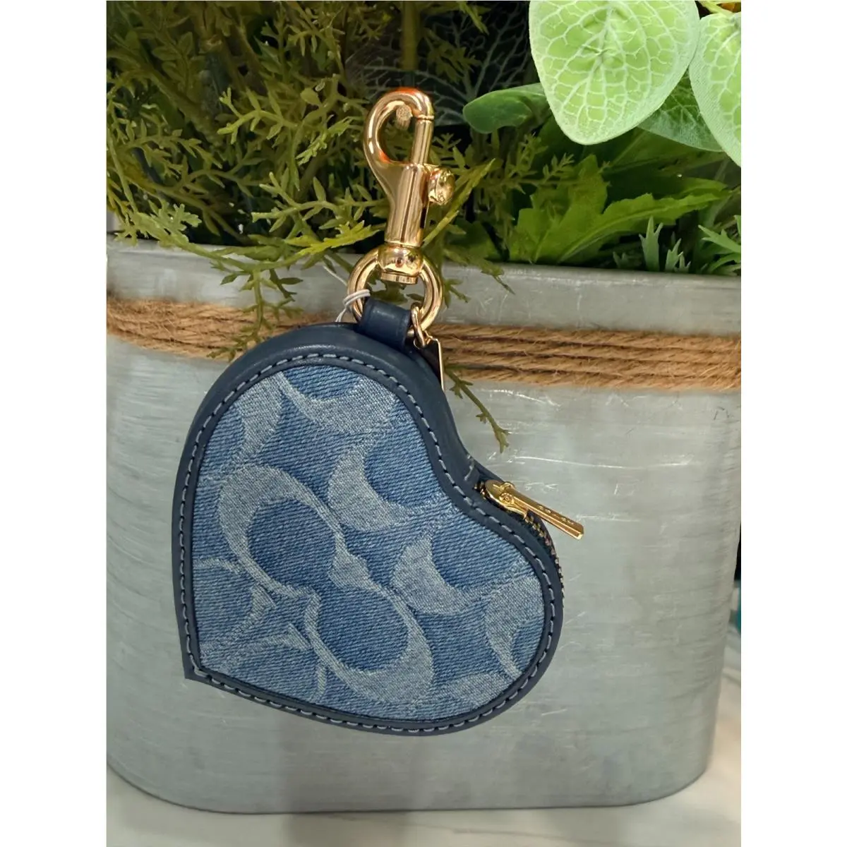 Bag Charms / Keyrings You Pick Blue Heart in Signature Denim by Coach