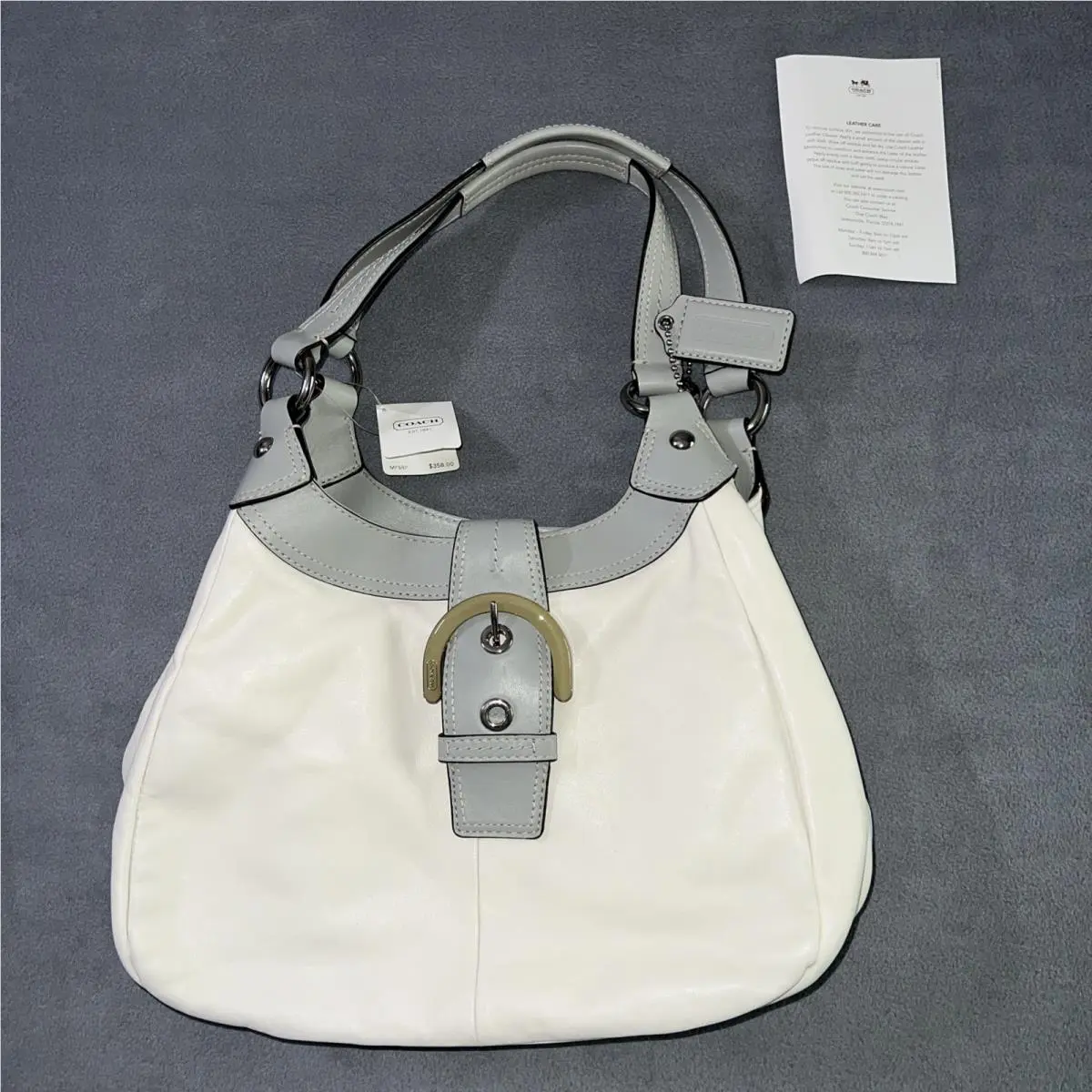 Coach Soho Lynn White/gray Leather Handbag Purse F17219 Retail