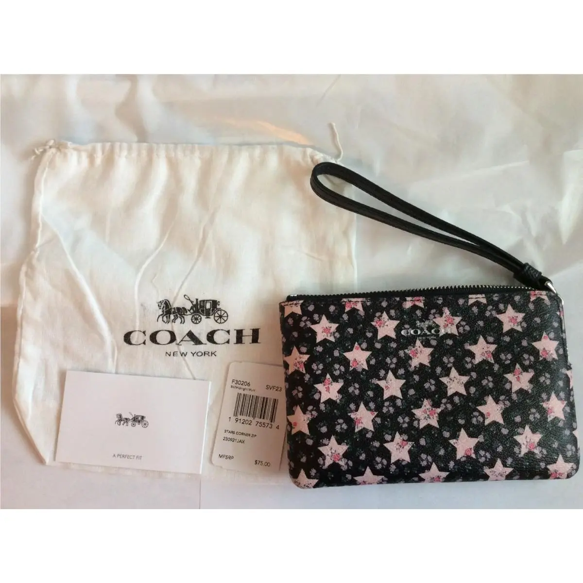 Coach Disney Zip Wristlet Moon Stars Wallet Purse Cell Phone Case Bag Travel