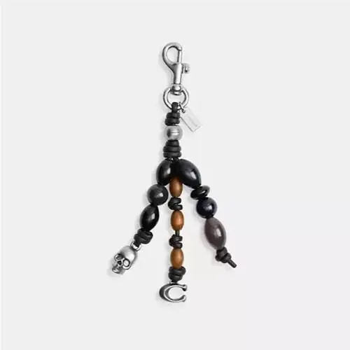 Beaded Skull Bag Charm Black/brown CEP34 by Coach
