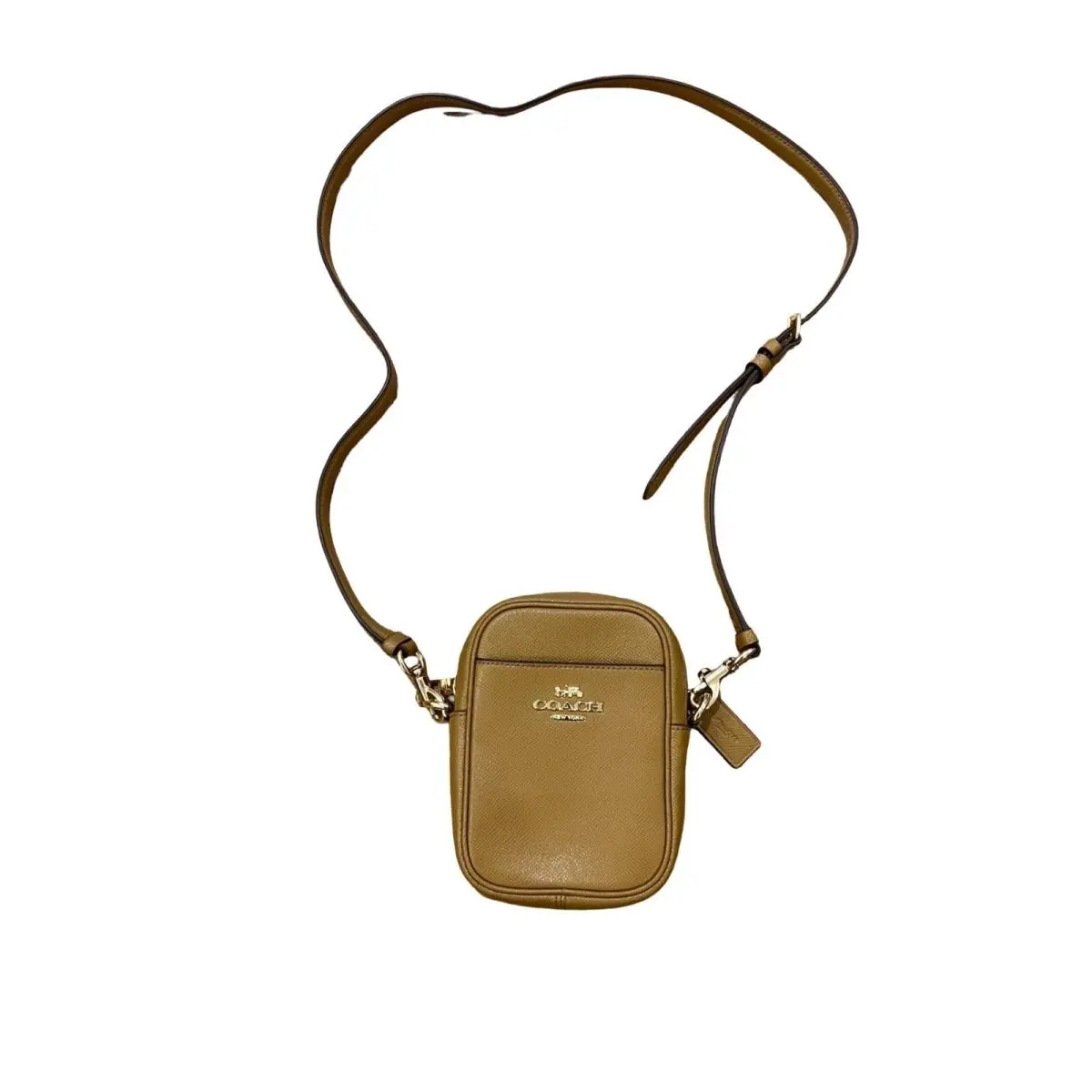Coach York Mini Crossbody Bag Tan Crossgrain Leather Gold Hardware F80589