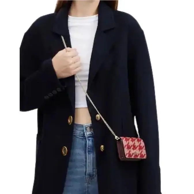 Coach Mini Chain Wallet with Houndstooth Print CJ679
