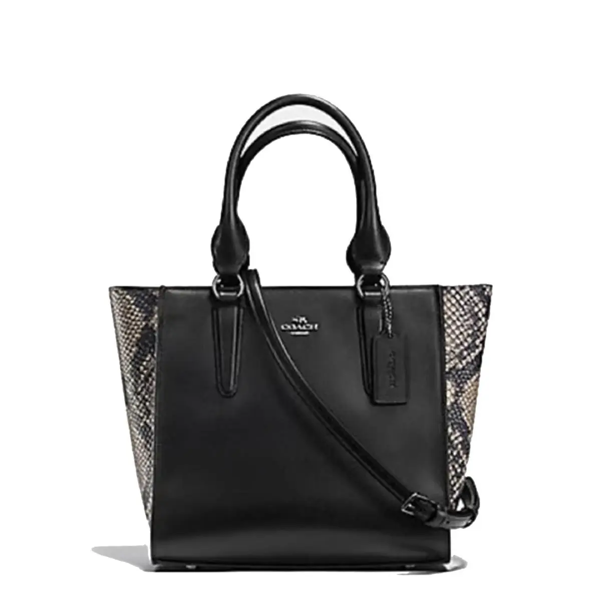 Coach Crosby Carryall 24 Colorblock Black Snake Handbag Leather Zip Bag Purse NW