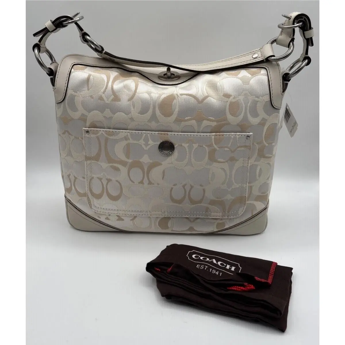 Vintage Coach Chelsea Signature Shoulder Bag Winter White F10143 SV/W2 Nos