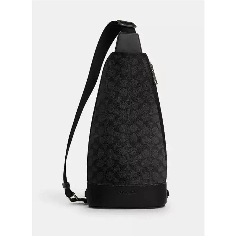 Coach Dominic Sling Pack In Signature Canvas Backpack CY801 Charcoal/black